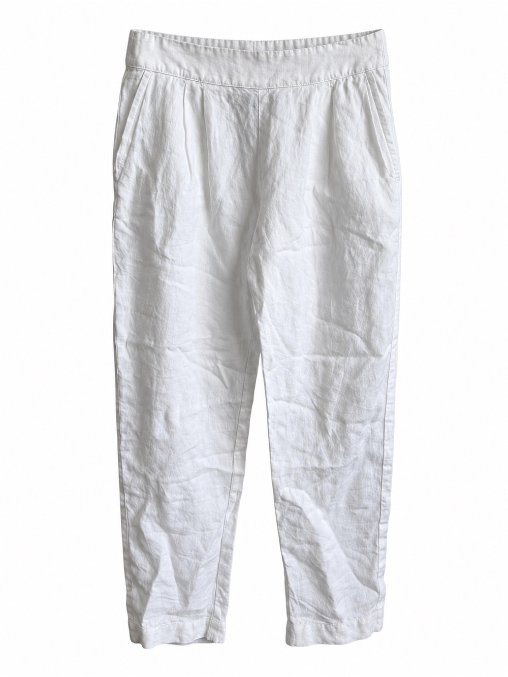 Enza Costa White 100% French Linen Ankle Pants Size XL (Tagged 3)